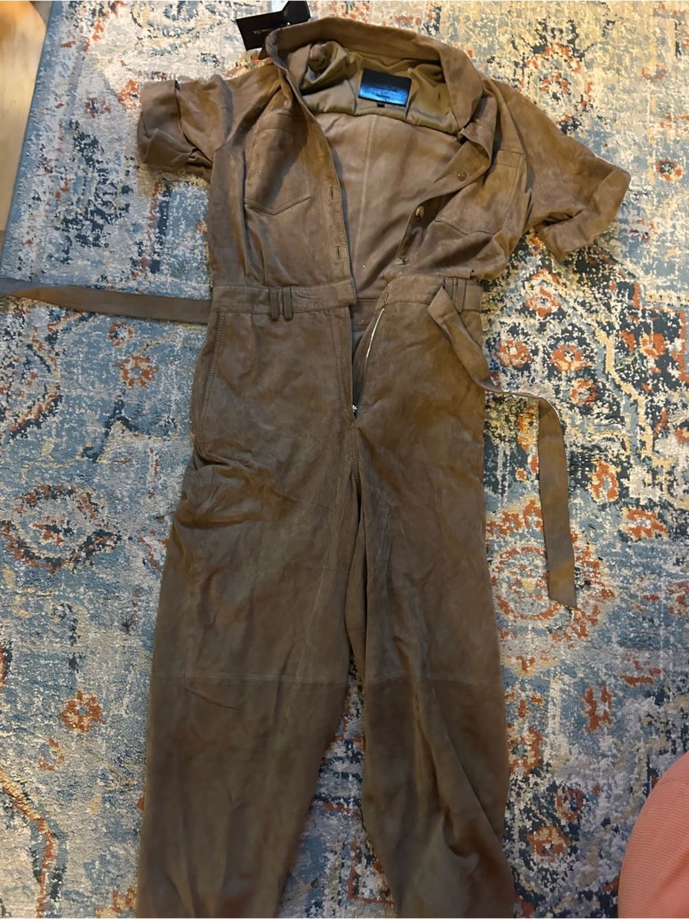 Massimo Dutti Brown Leather Jumpsuit NWT